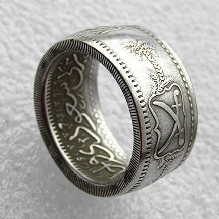 Handmade Ring By SA(08)AH 1346 (1928) Saudi Arabia 1 Riyal copper-nickel alloy Copy Coins In Sizes 8-16