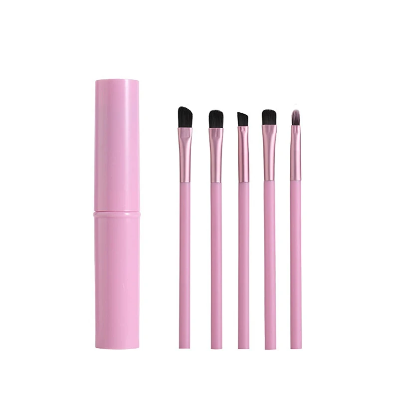 Brochas cosméticas, brocha para sombra de ojos, 5 uds., Mini juego de brochas de maquillaje de ojos portátiles para viaje, sombra de ojos, delineador de ojos, brocha para cejas y labios