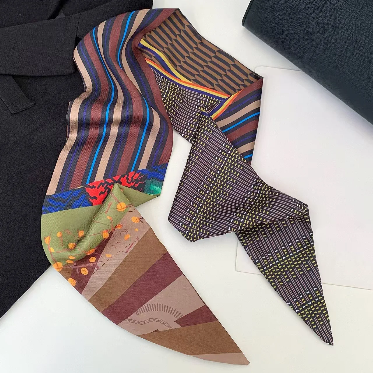 Luxury Print Long Hair Ribbon  - đánh giá và giá Women Fashion Necktie