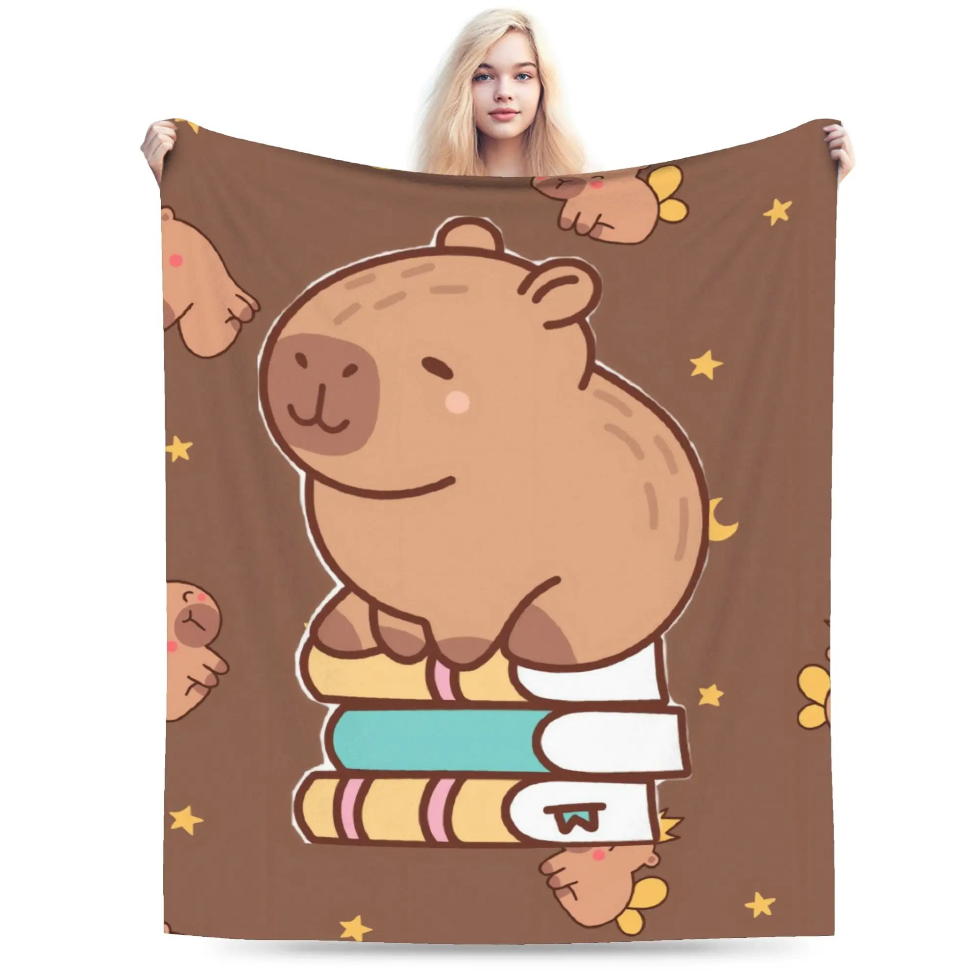 Capybara Flannel Blanket  Soft Throw Blanket for Living Room Decorative Novelty Bedspread Sofa Bed Cover