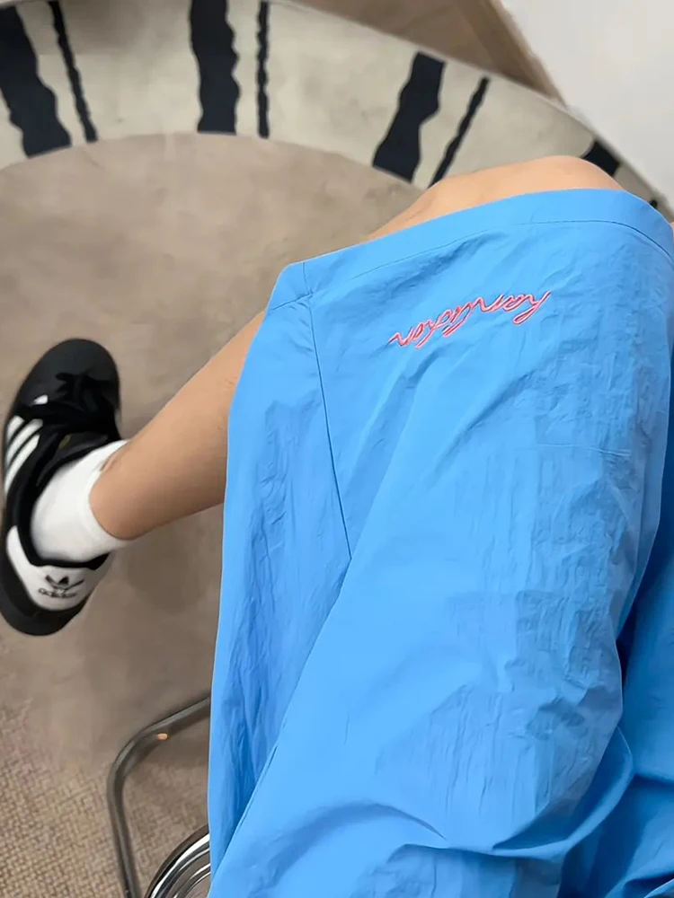 

Blue American Embroidery orts Men's Summer Waterproof Knee-Length Casual Loose Qui Dry Sports Beach Pants