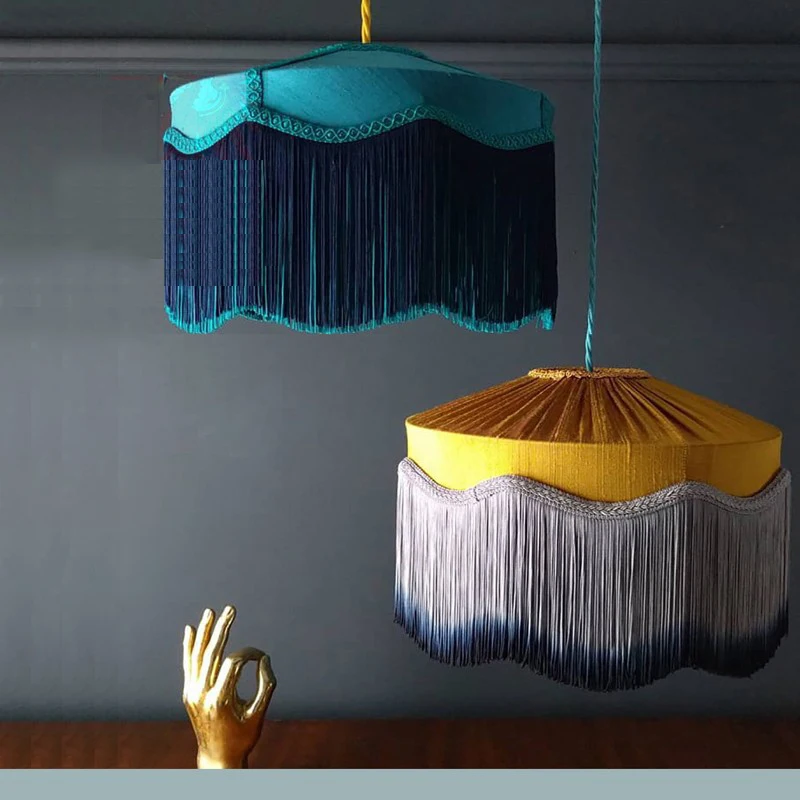 

BeauVamp pendant light French vintage color tassel cloth lampshade E27 boho lamp Living Room Bedroom bar dining room lighting