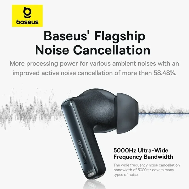 Baseus Bowie M2s Pro 헤드폰 무선 Bluetooth 5.4 TWS 이어폰 능동형 소음 차단 이어 버드 4 마이크 ENC Hifi 헤드셋