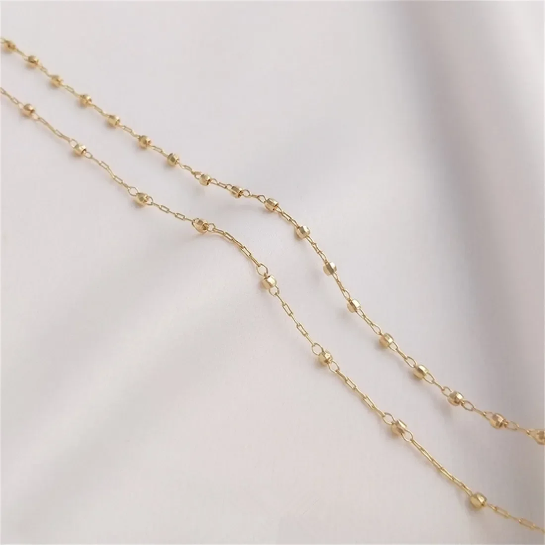 

14K Gold-filled Korean Handmade Fine Chain Cut Bead Chain DIY Necklace Bracelet Jewelry Loose Chain Accessories B658