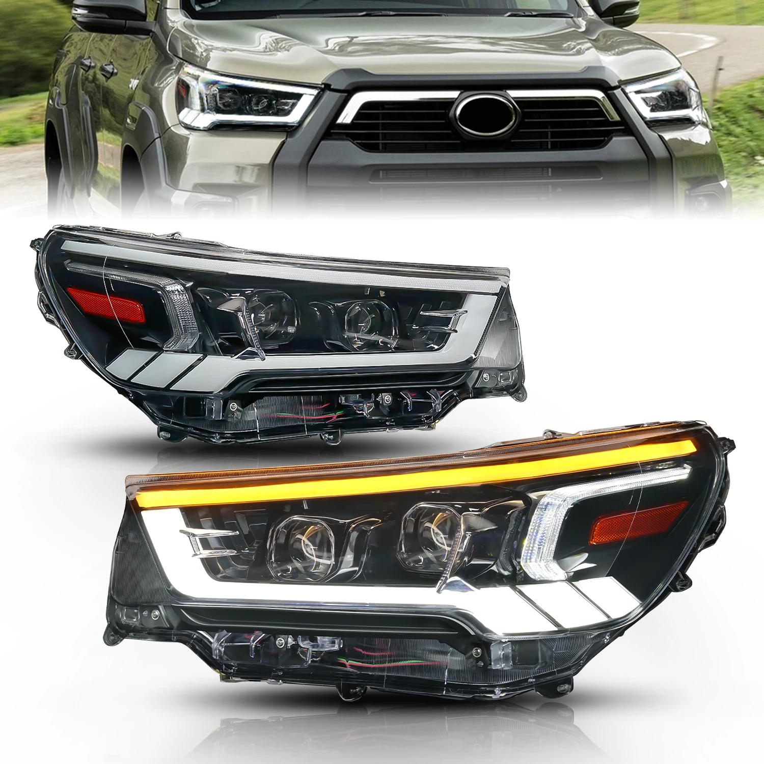 Xds Archaic New Design Car Head Lights IP67 Waterproof Sequential Turning Signal Head Light Lamp For Hilux REVO/ROCCO From China