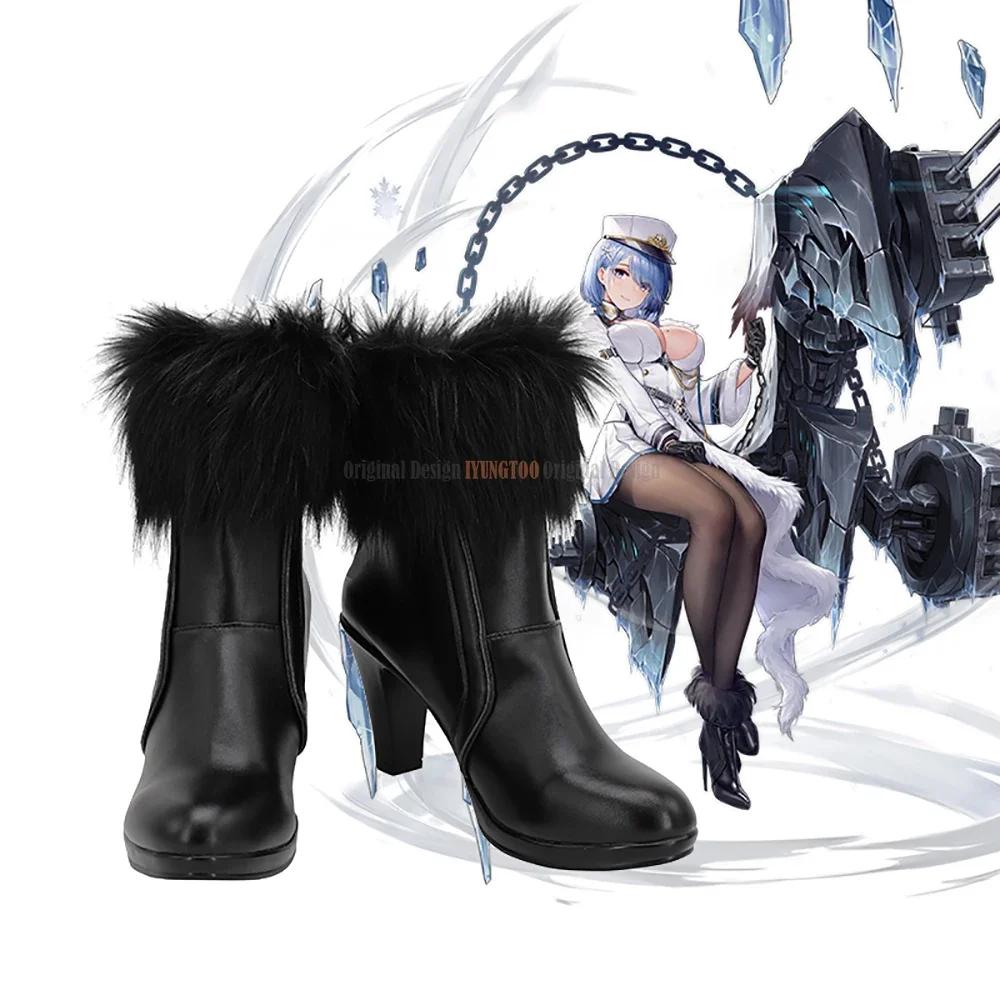 

Chapayev Shoes Cosplay Azur Lane Chapayev Cosplay Boots Customized Black Shoes for Unisex