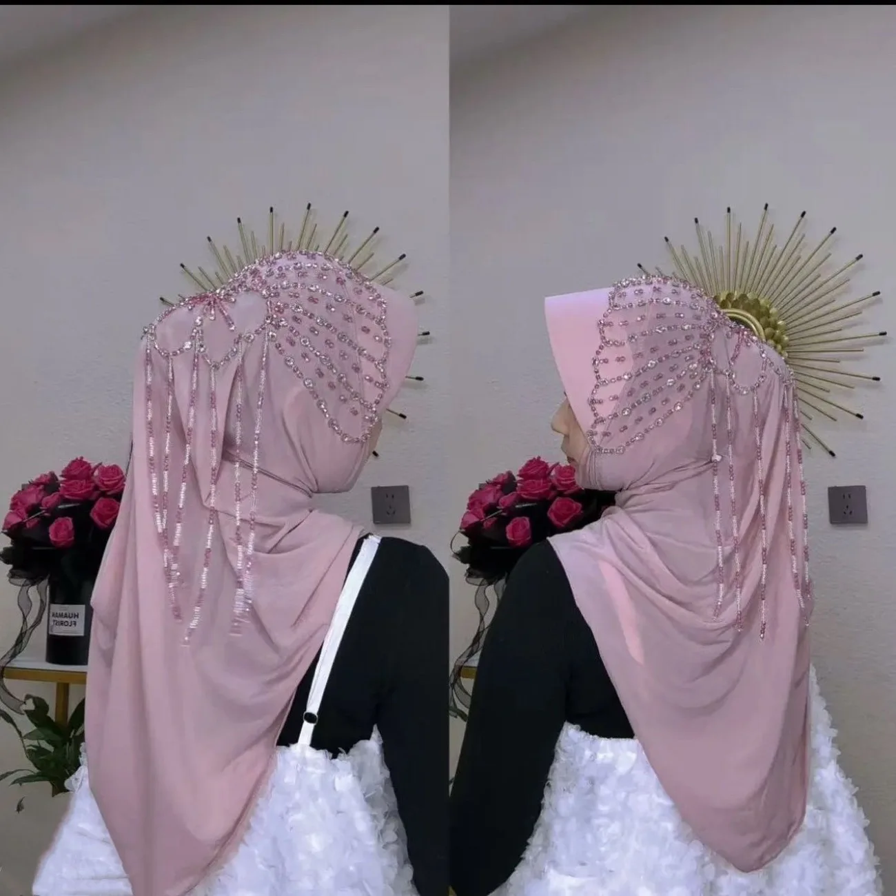 

Мусульманские роскошные хиджабы со стразами, Турция, исламский мусульманский аксессуар