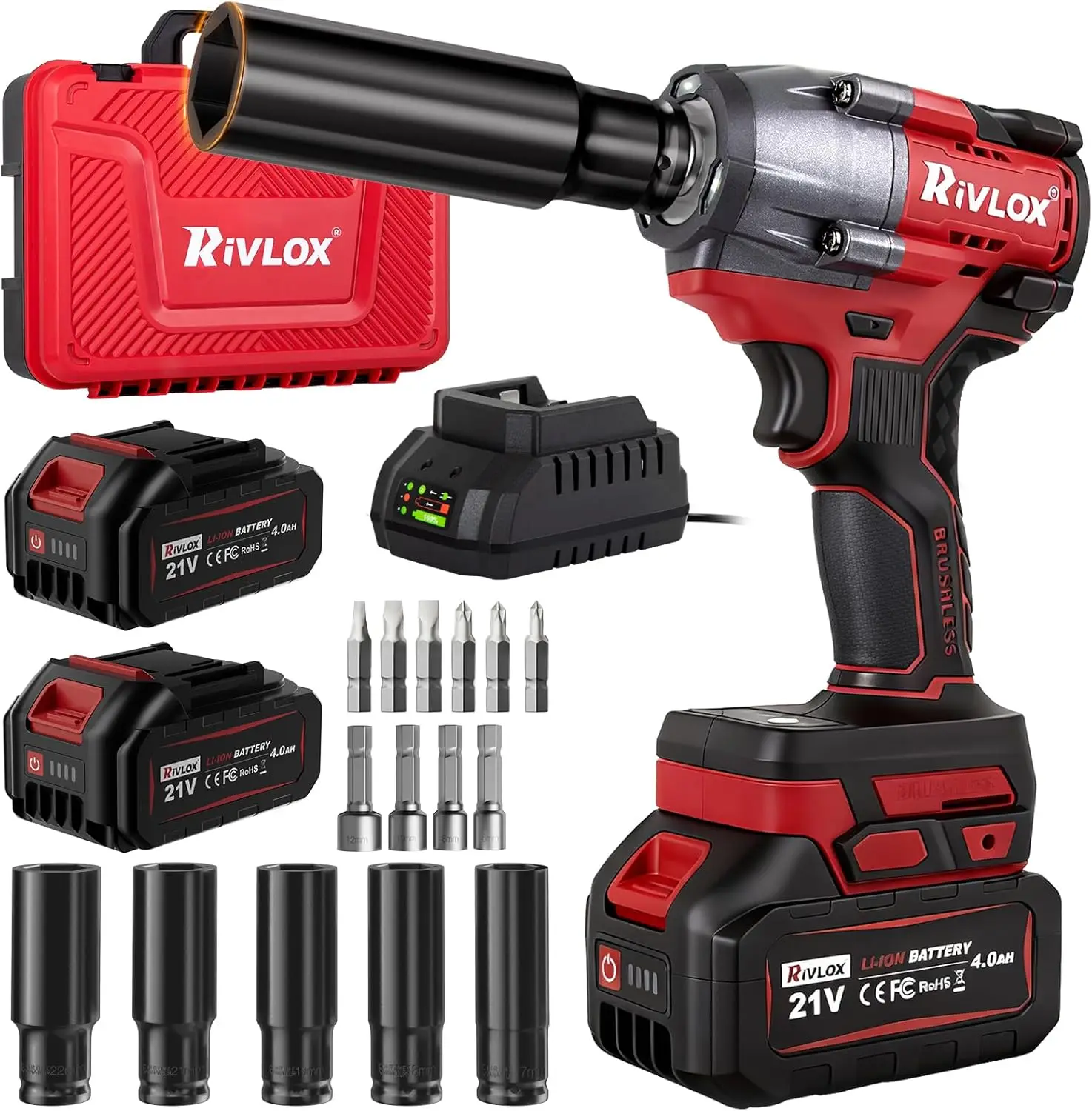 

Беспроводной ударный гайковерт 1/2 дюйма, крутящий момент 600 Н·м, светодиодная подсветка, аккумулятор 4.0 Ач для автомобиля, автофургона, шин и DIY-проектов