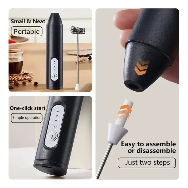 

GYTB-Cordless Electric Milk Frother USB Mini Blender 3 Speeds Handheld Milk Foamer For Coffee Cappuccino Foam Maker Whisk