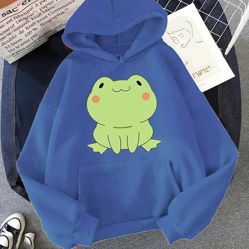 Cute Frog Hoodies Harajuku Casual Streetwear Graphic Print Sweatshirts Unisex Hoodies