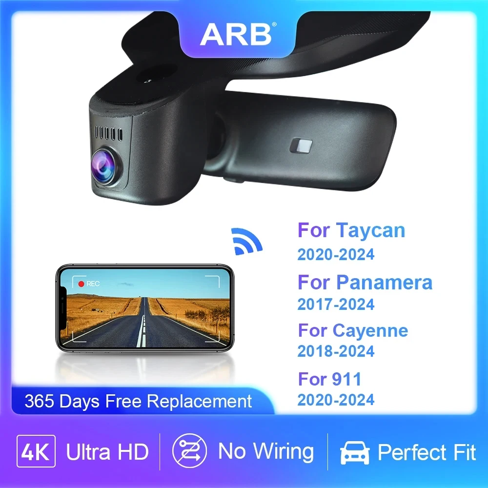 Dash Cam for Porsche 911 (992) Panamera (971) Cayenne (9YA / 9Y0 / 9Y3) Taycan 2017 to 2024, ARB 4K Dashcam Dash Camera for Car