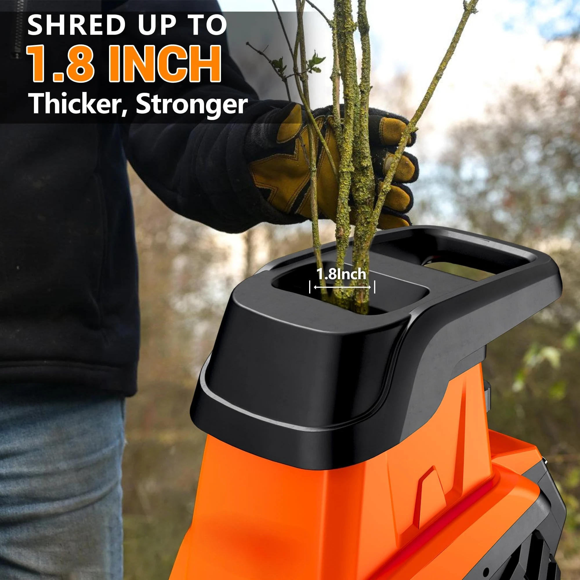 Wood Chipper Shredder, 15-Amp 1.8