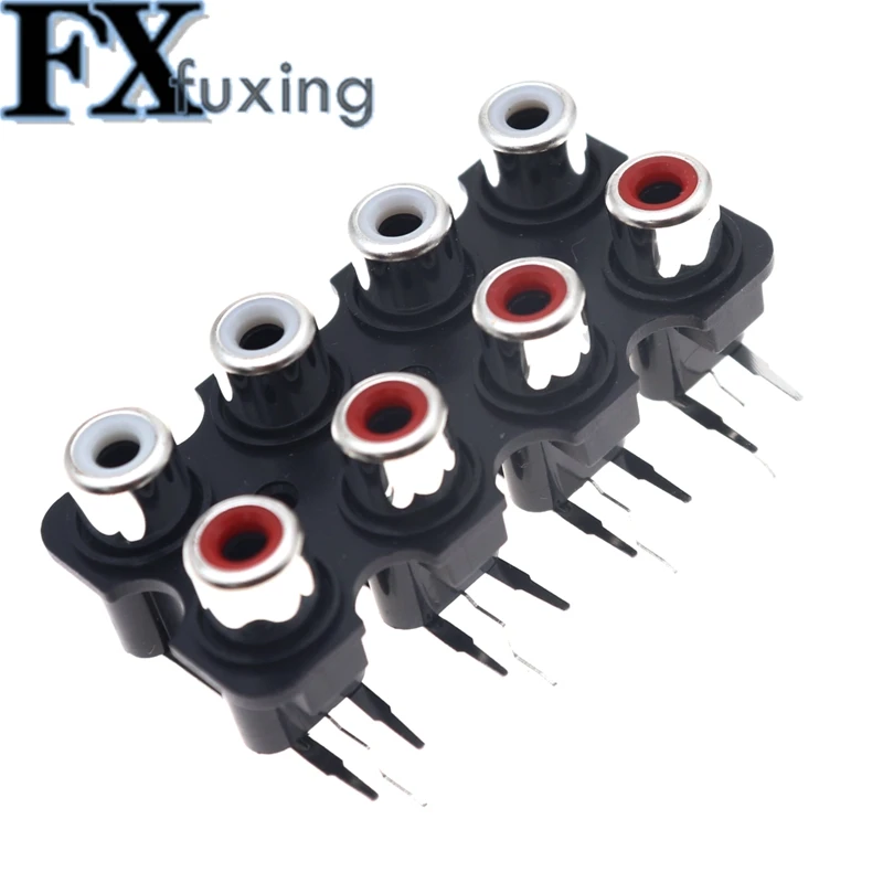 5Pcs 8 Gat Rca Female Stereo Audio Jack Av Audio-ingang Connector Lotus Rij Versterker Interface Signaal Verbinding