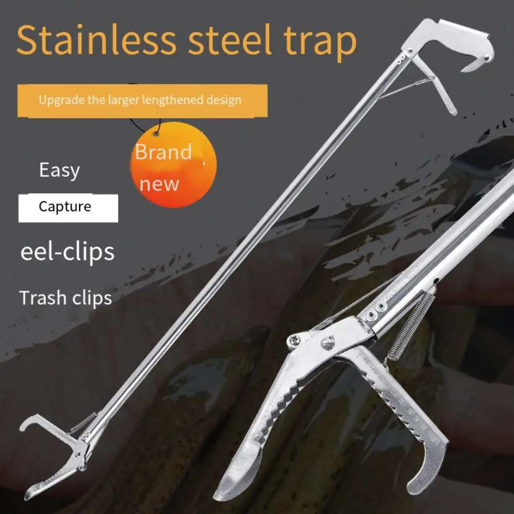 with lock Snake Tong Stainless Steel Handling Hook Trash Pick Catcher Useful Foldable Stick Reptile Pole Grabber Handling Tool