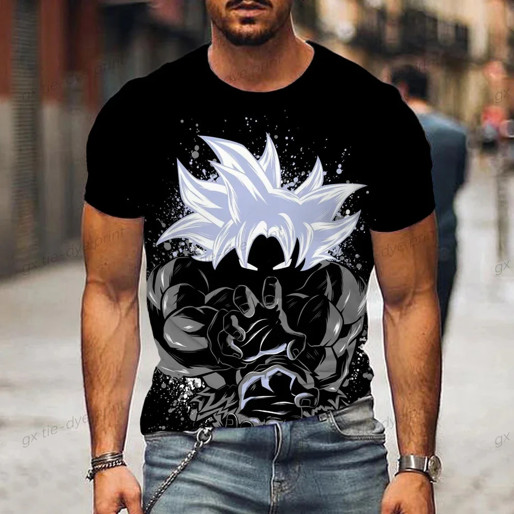 2025 Dragon Ball Z เสื้อยืดผู้ชายแนวโน้ม Goku เด็ก Vegeta เสื้อผ้าเสื้อแขนสั้น 110-6XLOversized ผู้ชายตลก T เสื้อ