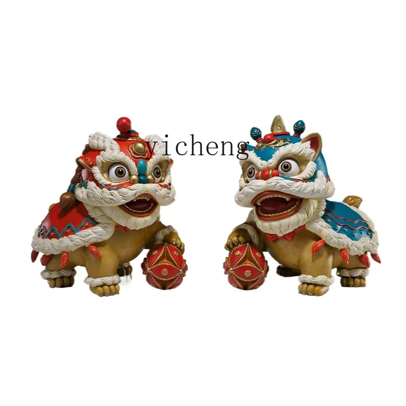 Tqh Lion Decoration Lion Dance Auspicious Living Room Desktop Home Decoration New Chinese Lion Gift