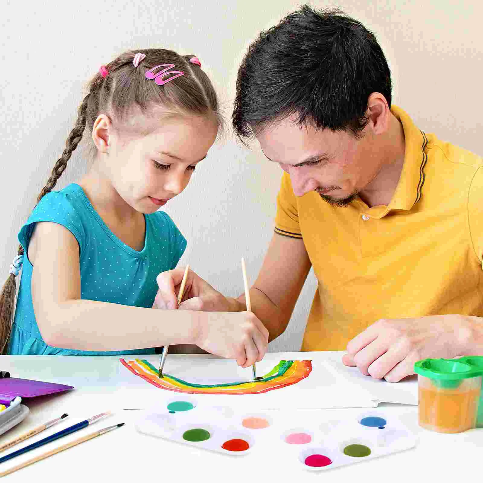 Watercolor Palette Rectangular Palettes Paint Graffiti Painting Tray White Child