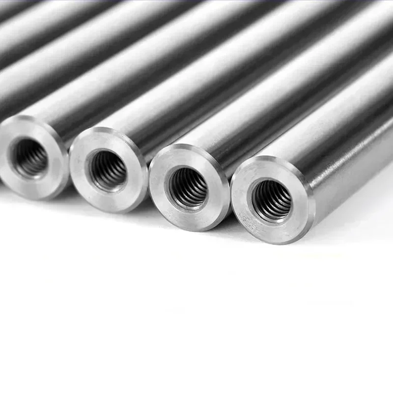 2PCS linear shaft Length100-1000mm OD8/10/12/16/20/25mm with two ends of M4/M5/M6/M8 thread hole depth of 8-16mm Chromed Harden