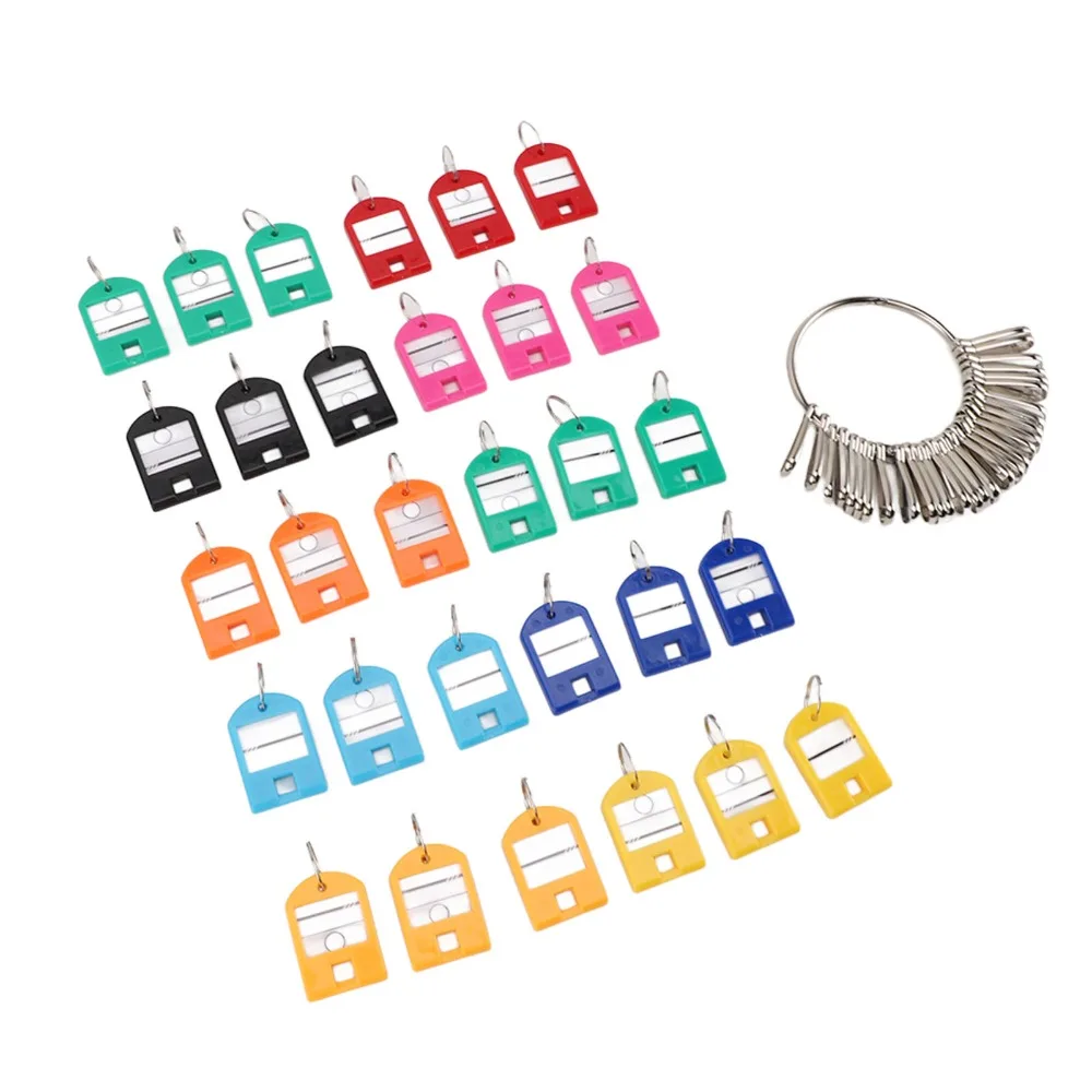 

30pcs Plastic Material Key Organizer Portable Rectangle Shape Keychain Label Window Colorful Key Identifiers Houses