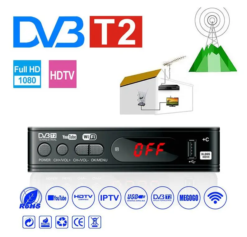 

Digital DVB T2 DVB C H.264 Terrestrial TV Receiver HD 1080p Mini TV Tuner Free Digital Set Top Box Support Youtube TIK TOK IPTV