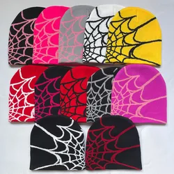 Gorros de malha com desenho animado aranha bordada para mulheres, gorros de lã macia, Y2K, novo, inverno, 2023