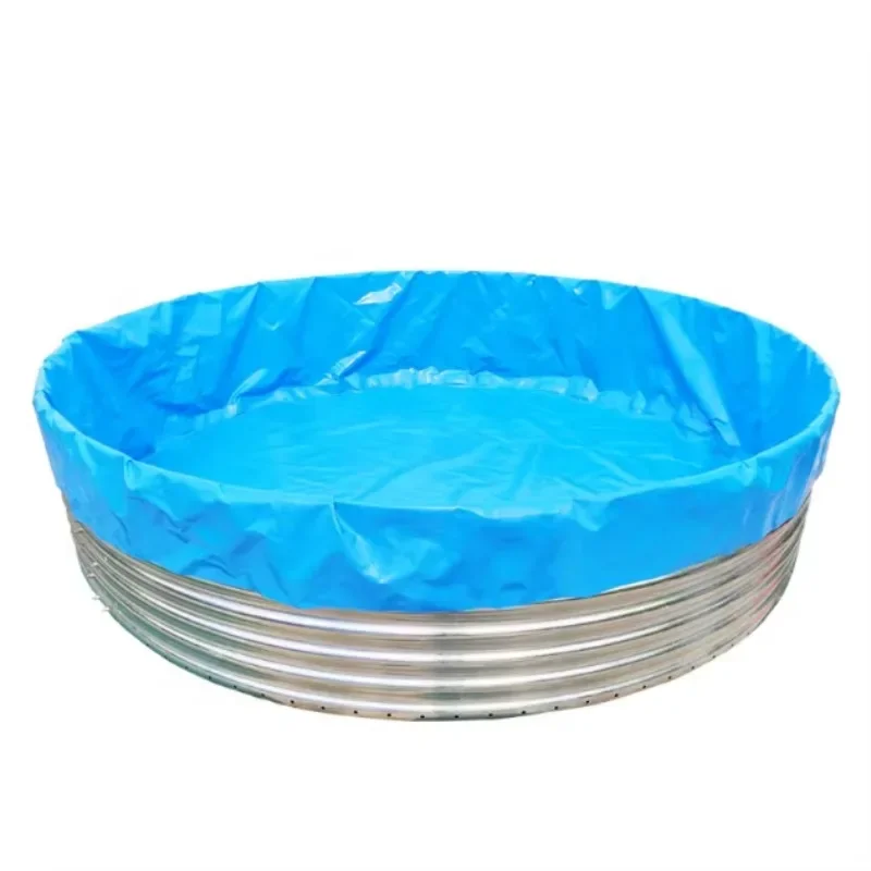 High Quality Flexible PVC and HDPE Lined Greenhouse Galvanized Frame Fish Farm Fish Pond For Sale