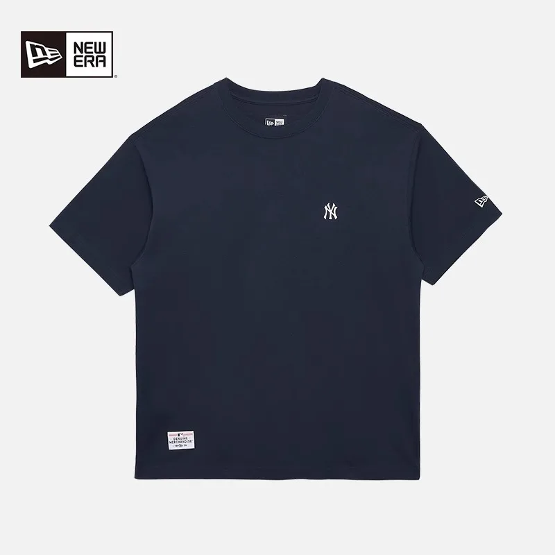 

New Era Mlb Модная базовая серия New York Yankees Повседневная простая футболка с круглым вырезом и короткими рукавами унисекс