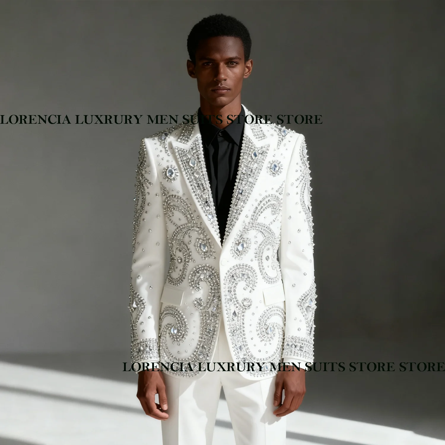 

Мужские костюмы с бриллиантами в африканском стиле, смокинги для жениха с остроконечными лацканами, комплект из трех предметов, пиджаки для выпускного вечера по индивидуальному заказу, облегающие Ropa Hombre