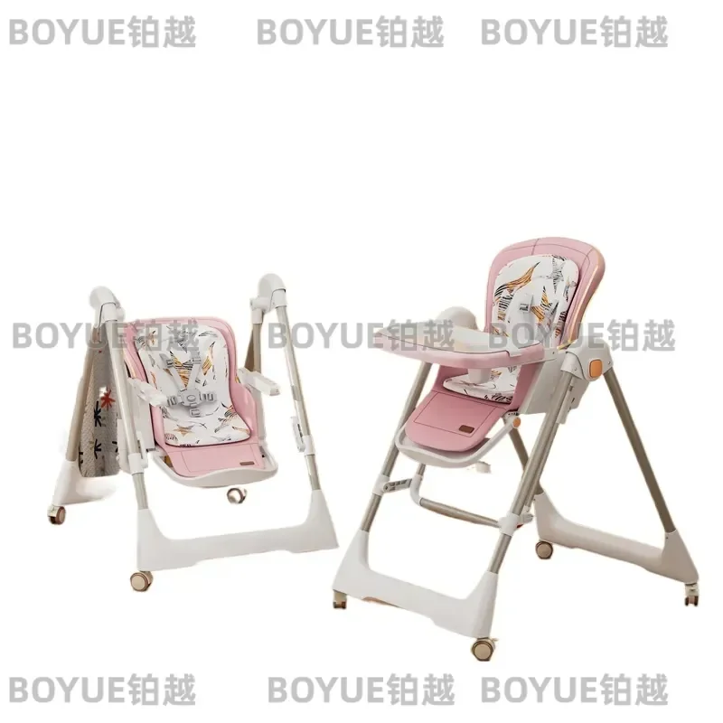 Portable Baby High Chair Foldable Feeding Seat with Safety Harness Swing Function for Toddlers Infants Kids Dining Booster