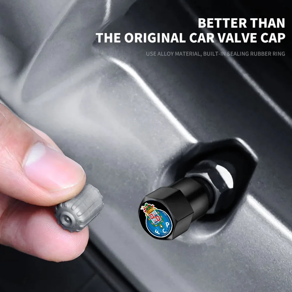 4 قطعة غطاء صمام السيارة العالمي اكسسوارات عجلة قضيب صمام إطار الإطارات الهواء ملصق ل FC بورتو كرة القدم كرة القدم أنصارين هدية