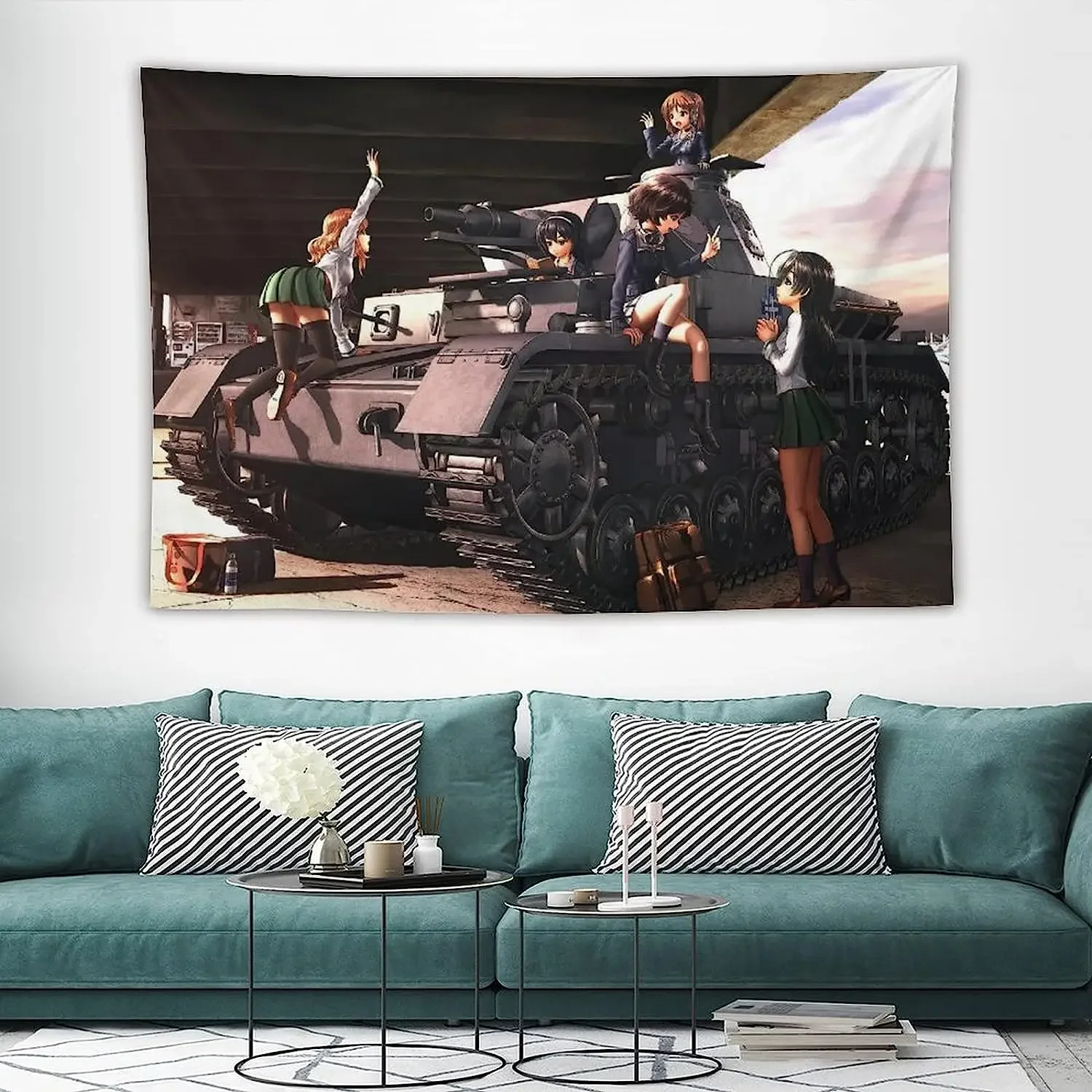 Japanese Comedy Anime Girls Und Panzer Poster Polyester Tapestry Prints Room Aesthetic Wall Art Bedroom Tapestries Walls