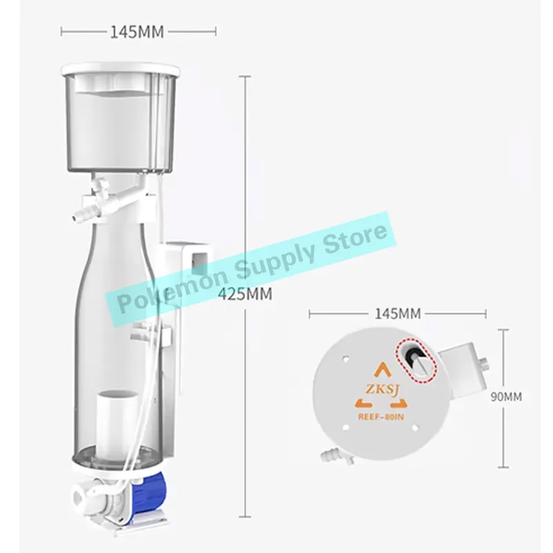 ZKSJ Reef-80in Hang On Back Mini DC Protein Skimmer Low Pressure Silent Desktop Back Filter Small Sea Tank Filter DC12V