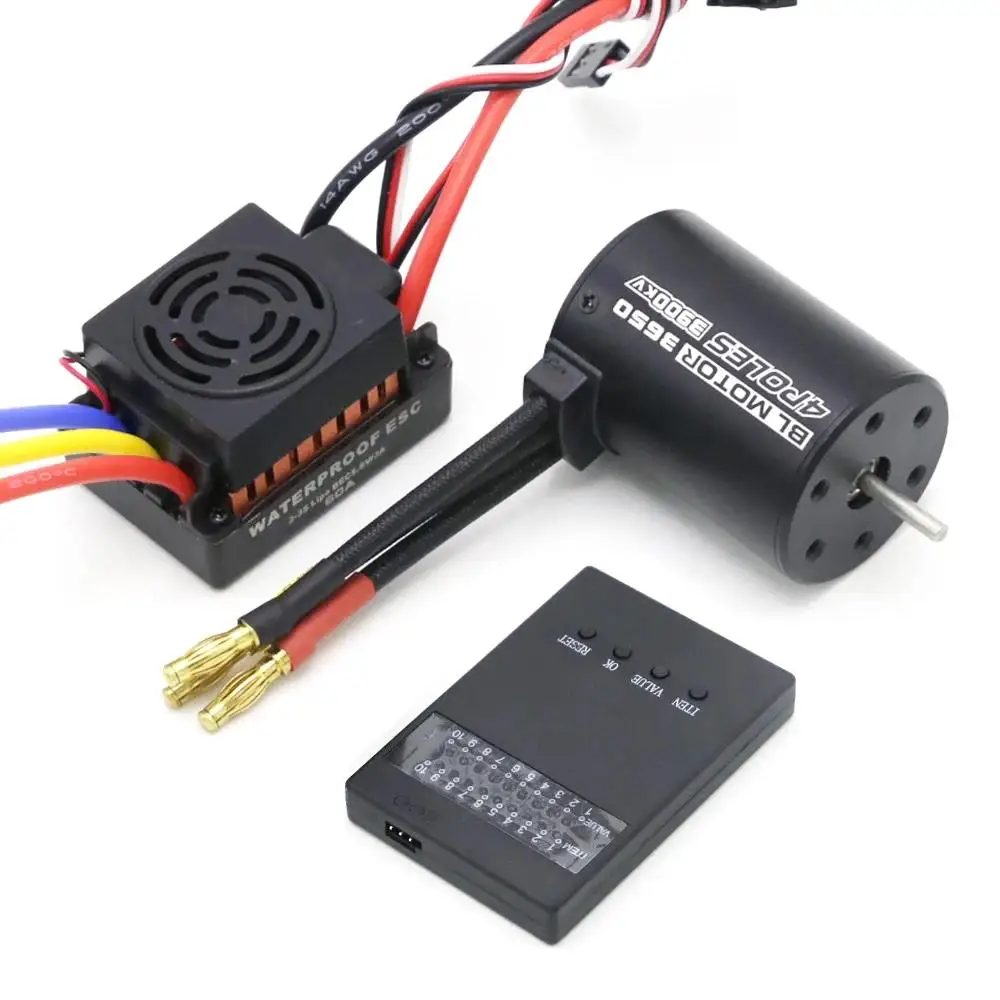 

Upgrade Waterproof 3650 3900KV Brushless Motor 60A ESC Programmer for 1/10 RC Car Truck Motor kit