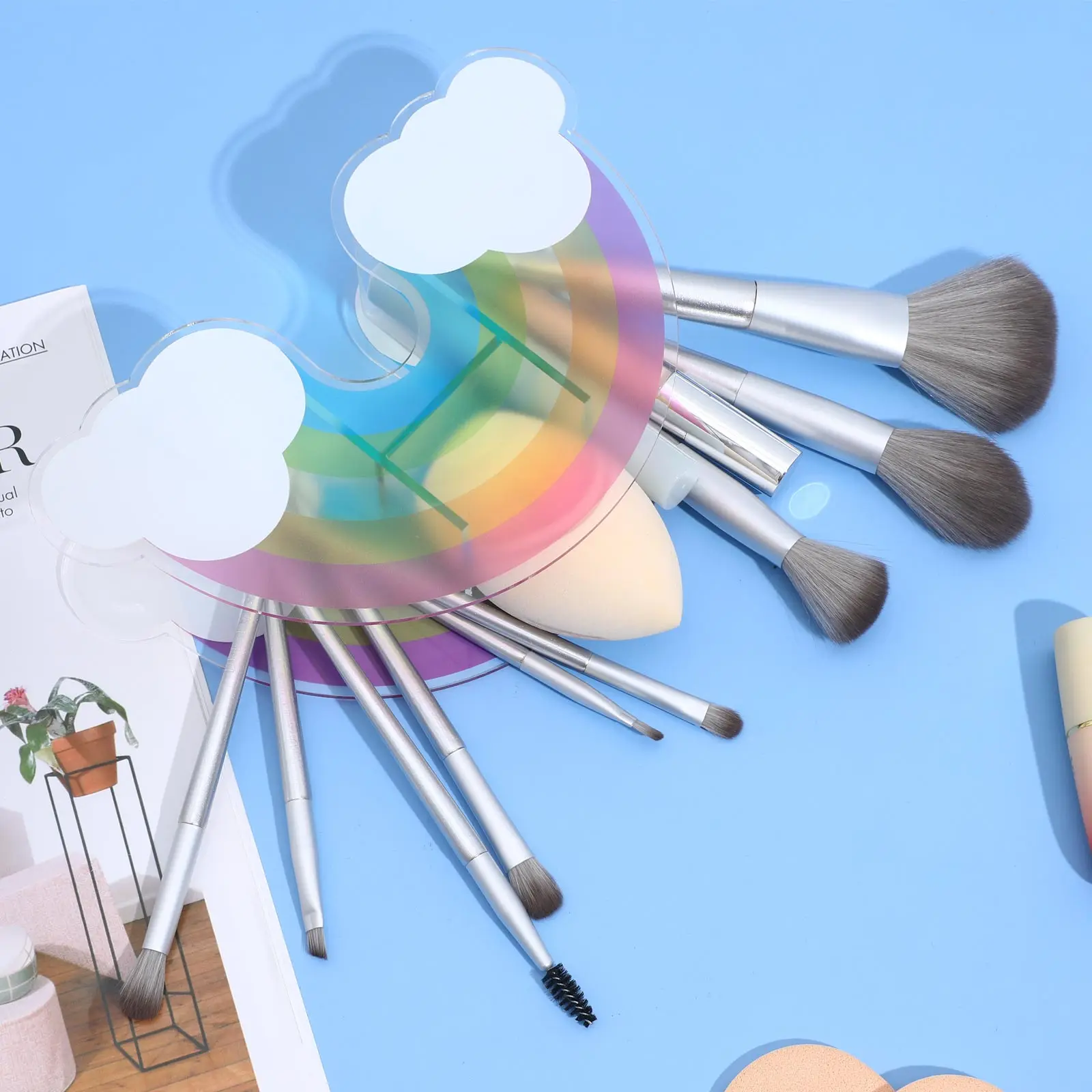 

1Pcs Rainbow Acrylic Pen Holder Creative Desktop Organizer Cute Pen Container for Study Office Brush Storage