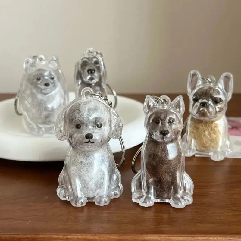 

Dog Hair Storage Box Keychain Pendant Puppy Corgi Bichon Dog Keyring Hair Fur Capsule Pendants Pet Lovers Home Display