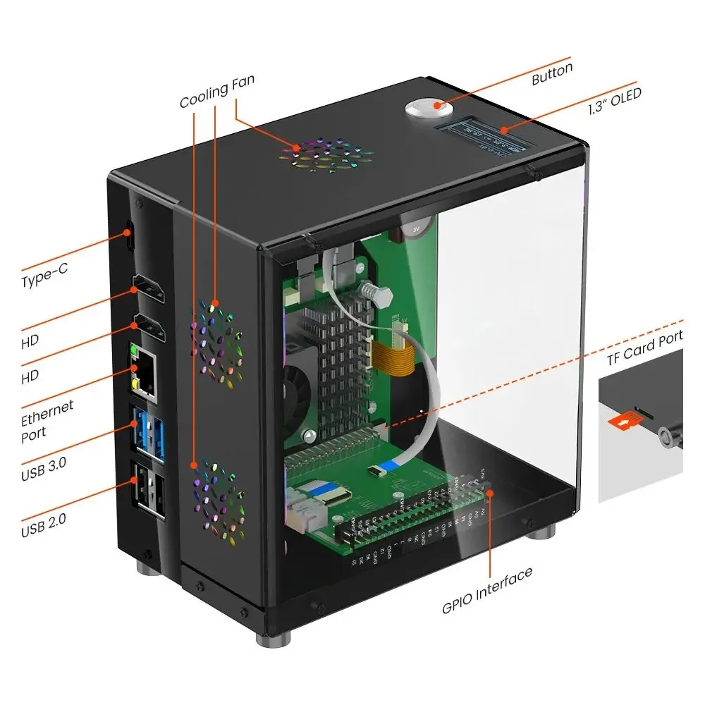 Hot Sale Pitower Gen 1 Mini PC Case For Raspberry Pi 5 / Jetson Orin Nano Case Protective Kit with free shipping