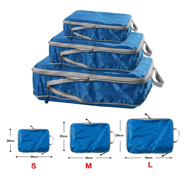Opvouwbare samendrukbare verpakkingsblokjes, waterdichte reisopbergtas, nylon koffer, draagbaar met handtas, bagage-organizer