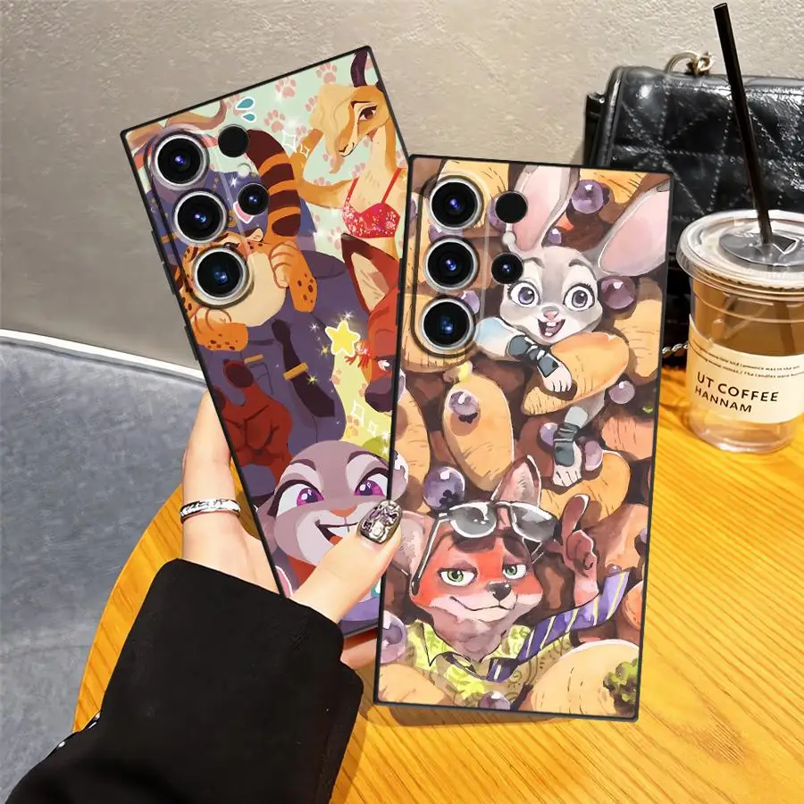 Disney Judy Nick Case for Samsung Galaxy S24+ S25+ S22 S24 Plus S20 S25 Ultra S21 S23 FE S9 Soft Back Phone Cover
