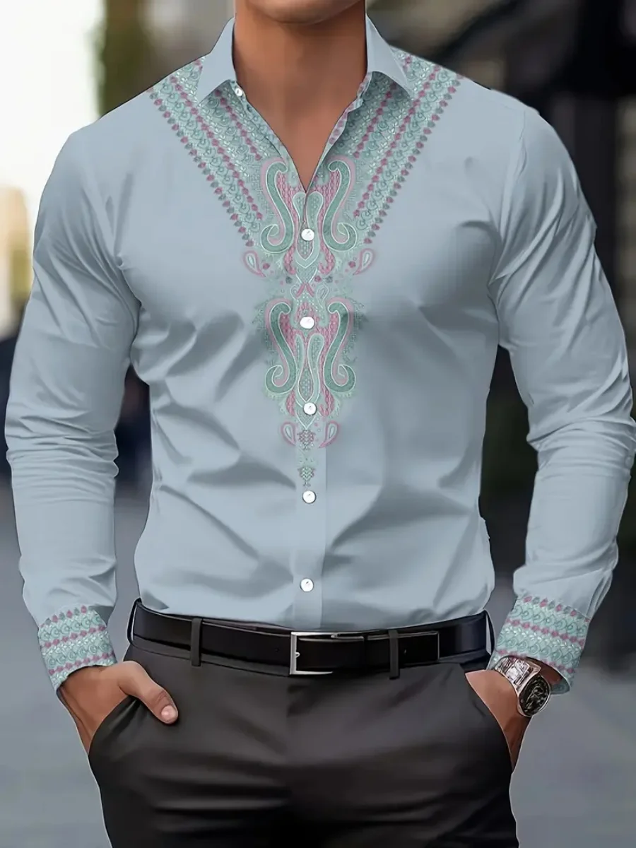 3D Print Men's Shirts Business Casual Long-sleeved shirt Fashion Loose Cardigan Lapel Tops  Autumn Comfortable y2k Clothes Top