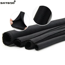 1~10m PET Expandable Braided Sleeve Black Self-Closed Insulated Wrap Self Closing Sleeved Line Organizer Cable Protector