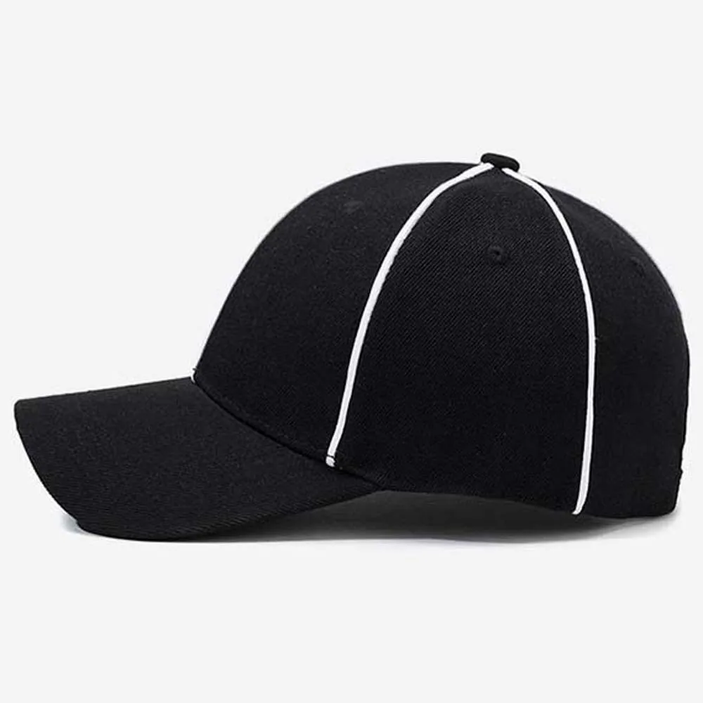 

Adjustable Professional Referee Baseball Cap Casquette Black / White Sports Hat with Contrast Trim Polyester Sunshade