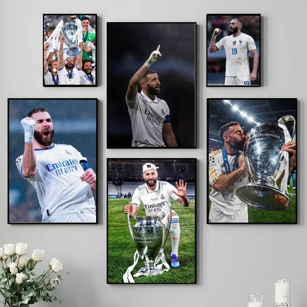 K-Karim B-Benzema Poster Self-adhesive Art Waterproof Paper Sticker Coffee House Bar Room Wall Decor