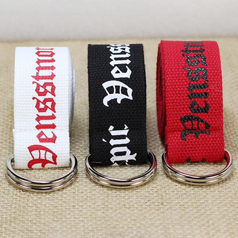 Fashion Neutral Nylon Canvas Belt  Women Men D Ring Buckle Belt 130cm