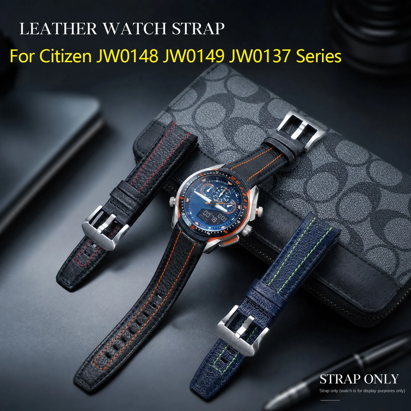 22mm curved end cowhide strap Fit for Citizen watch JW0148 JW0149 JW0137 series modified soft leather bracelet men's watchband