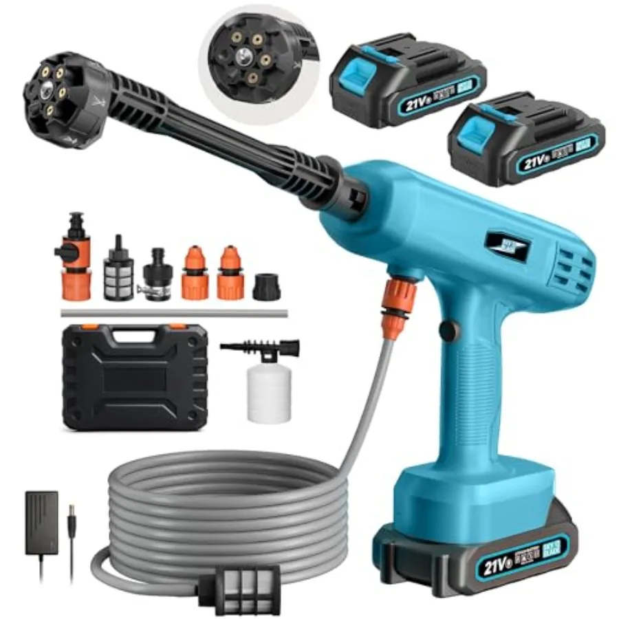 

Беспроводная портативная мойка высокого давления на аккумуляторе, электрическая мойка для автомобиля, ручная, с насадкой 6-в-1, аккумулятор 3000 мАч