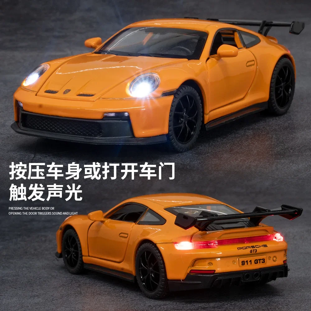 1:32 Porsche 911 GT3 alta simulazione pressofuso in lega di metallo modello di auto Sound Light Pull Back Collection regali giocattolo per bambini F582