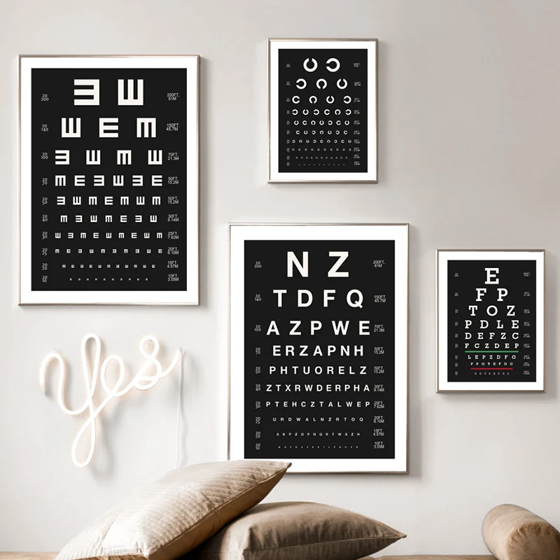 Visual Acuity Eye Exam Chart Posters and Prints Vision Test Tables Canvas Painting Classroom Study Wall Art Picture Decor Cuadro