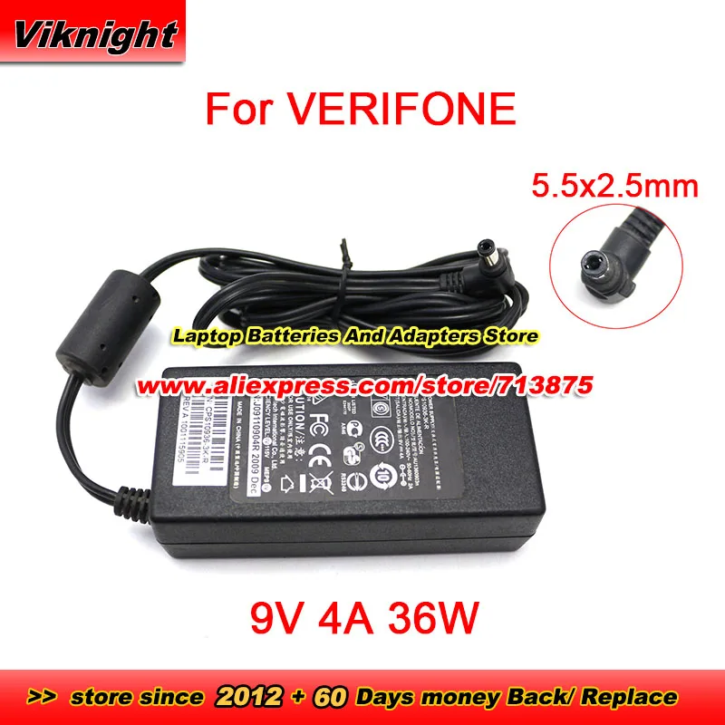 Genuine CPS10936-3K-R AU1360903n J09110904R Ac Adapter for VeriFone 9V 4A 36W Power Supply With 5.5X2.5mm Tip