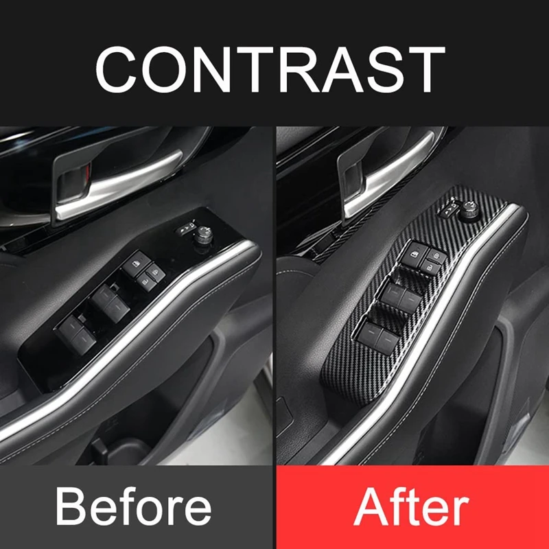 Car Window Switch Panel Cover Trim For Toyota Highlander 2020-2024 LHD North American Version Accessories Carbon Fiber image 4