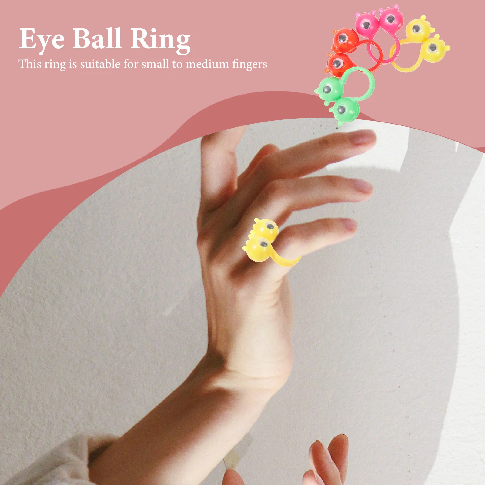 50 Uds. Anillo de ojos grandes para actividad novedosa, juguete divertido de globo ocular en anillos, juguetes interactivos de plástico para recuerdo de fiesta, marioneta